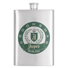 Personalized Name Groomsman Wedding Date Heraldic Fickplunta