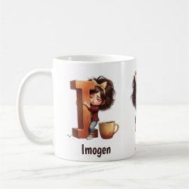 Personalized Name & I Sleepy Morning Plaid Charact Kaffemugg