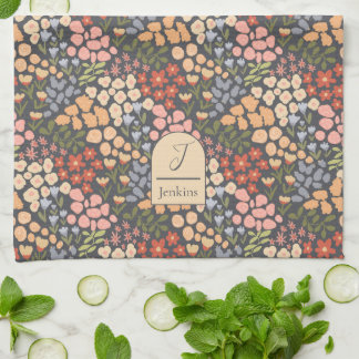 Personalized Name & Initial Floral Kitchen Towel Kökshandduk