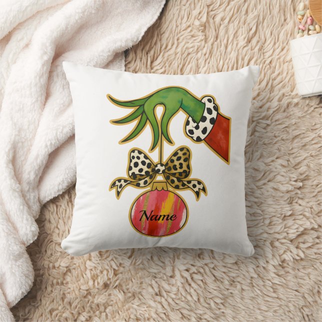 personalized Name Leopard Bow Parrot Ornament Kudde (Filt)