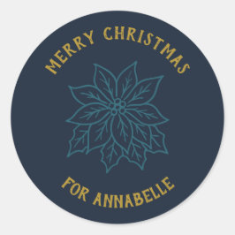 Personalized Name Merry Christmas Flower Runt Klistermärke