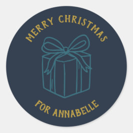 Personalized Name Merry Christmas Gift Runt Klistermärke