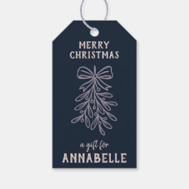 Personalized Name Merry Christmas Mistletoe Presentetikett