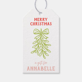 Personalized Name Merry Christmas Mistletoe Presentetikett