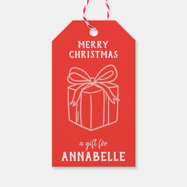 Personalized Name Merry Christmas Present Presentetikett (Framsidan)
