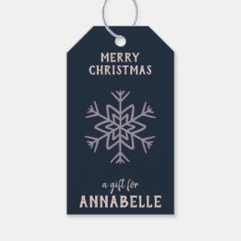 Personalized Name Merry Christmas Snowflake Presentetikett