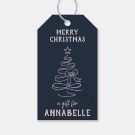 Personalized Name Merry Christmas Tree Presentetikett