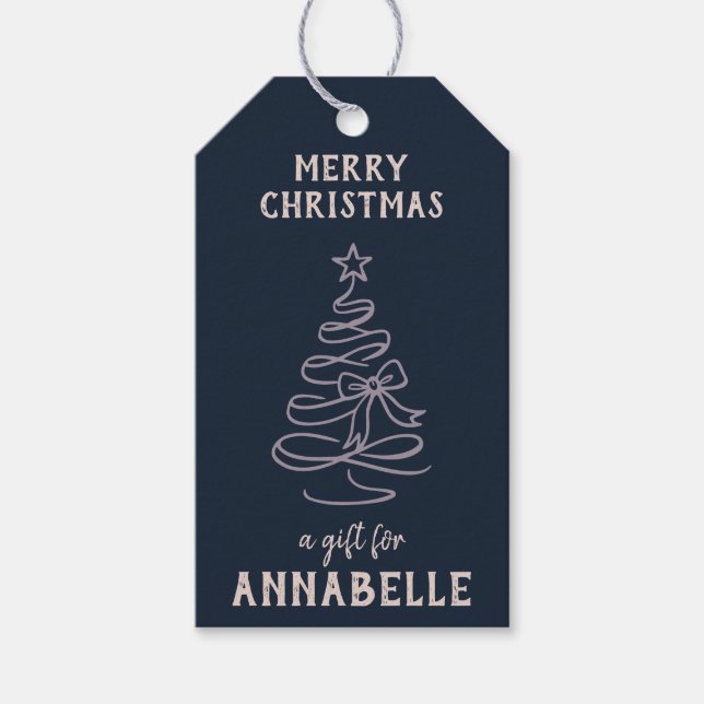 Personalized Name Merry Christmas Tree Presentetikett (Framsidan)