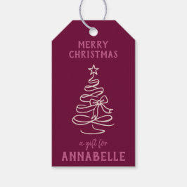 Personalized Name Merry Christmas Tree Presentetikett