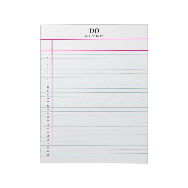 Personalized Name Monogram Numbered List Notepad Anteckningsblock (Roterad)