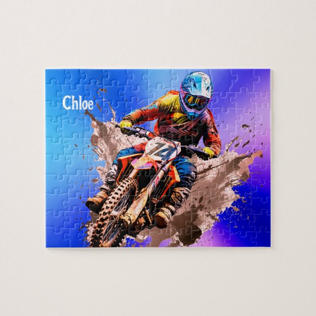 Personalized name Motocross Puzzle Pussel (Horisontell)