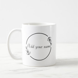 Personalized Name Mug – Minimal Floral Design Kaffemugg