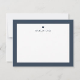 Personalized Name Navy Blue Heart Note Card Anteckningskort