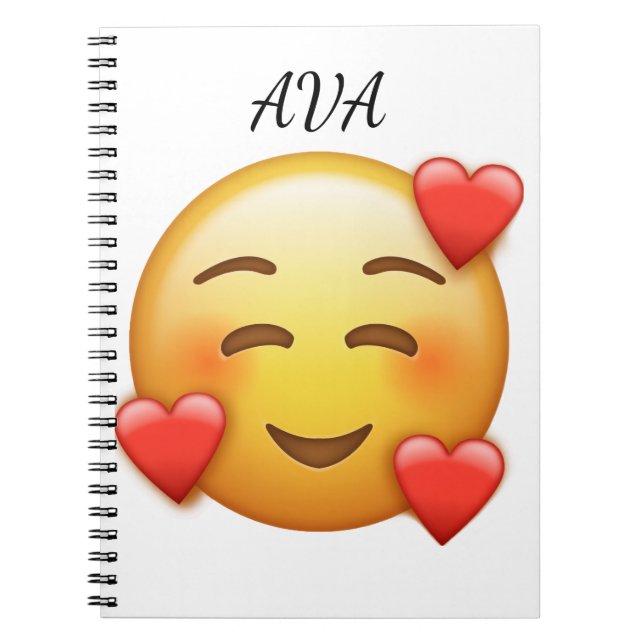  Personalized Name Notebook with Hearts Emoji Anteckningsbok (Framsidan)