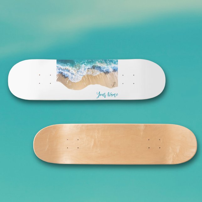 Personalized Name Ocean Beach Waves  Mini Skateboard Bräda 18,5 Cm (Skapare uppladdad)