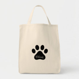 Personalized Name Paw Print Reusable Grocery Tygkasse