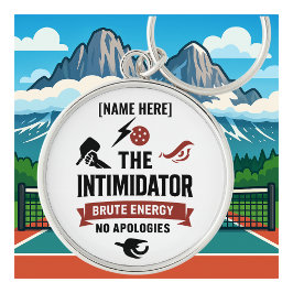 Personalized Name Pickleball Keychain Intimidator Rund Silverfärgad Nyckelring