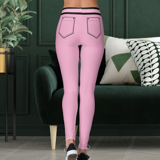 Personalized Name Pink And Black Stripes Fun Gift Leggings (Skapare uppladdad)