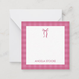 Personalized Name Pink Bow Note Card Anteckningskort