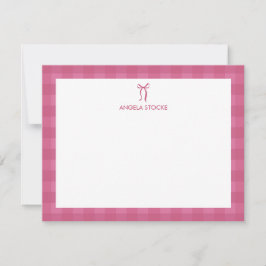 Personalized Name Pink Bow Note Card Anteckningskort