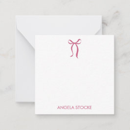 Personalized Name Pink Bow Note Card Anteckningskort