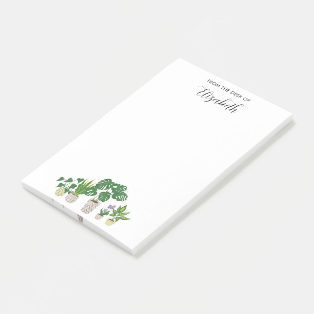 Personalized Name Potted Plants Monstera Script Post-it Block (Vinklad)