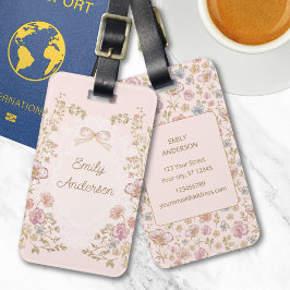 Personalized Name Pretty Vintage Flowers Floral Bagagebricka