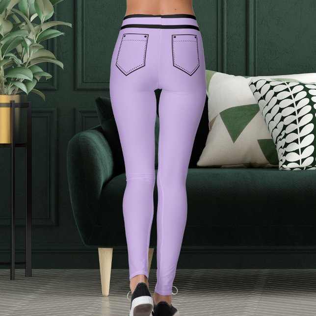 Personalized Name Purple Black Stripes Fun Gift Leggings (Skapare uppladdad)