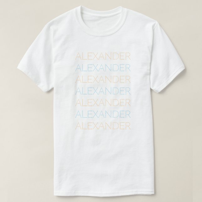 Personalized Name Repeated Chic Orange And Blue T Shirt (Design framsida)