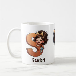 Personalized Name & S Sleepy Morning Plaid Charact Kaffemugg