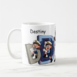 Personalized  Name Sailor Cartoon Character * D * Kaffemugg