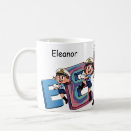 Personalized  Name Sailor Cartoon Character * E * Kaffemugg
