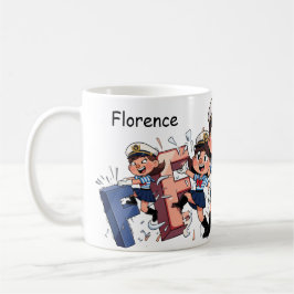 Personalized  Name Sailor Cartoon Character * F * Kaffemugg