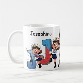 Personalized  Name Sailor Cartoon Character * J * Kaffemugg