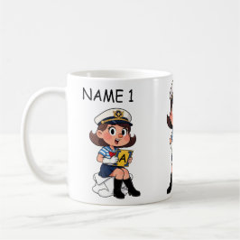 Personalized  Name Sailor Cartoon Character  Kaffemugg