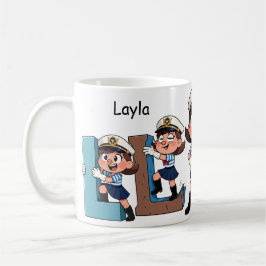 Personalized  Name Sailor Cartoon Character * L * Kaffemugg