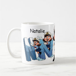 Personalized  Name Sailor Cartoon Character * N * Kaffemugg
