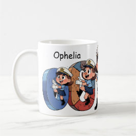 Personalized  Name Sailor Cartoon Character * O * Kaffemugg