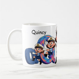 Personalized  Name Sailor Cartoon Character * Q * Kaffemugg