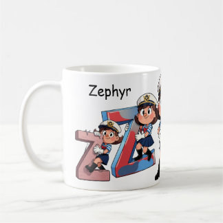 Personalized Name Sailor Cartoon Character * Z *  Kaffemugg