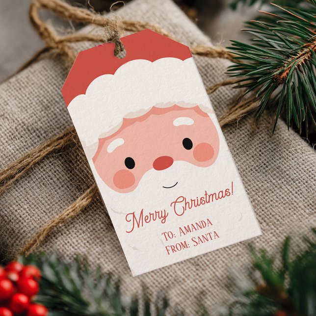 Personalized Name Santa Christmas Presentetikett (Personalized Santa Christmas Gift Name Tag)