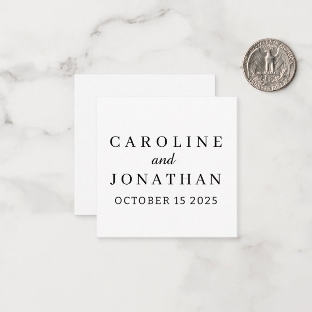 Personalized Name Simple Stylish Modern Wedding  Anteckningskort (Fram/Back In Situ)