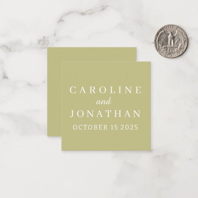 Personalized Name Simple Stylish Modern Wedding  Anteckningskort (Fram/Back In Situ)