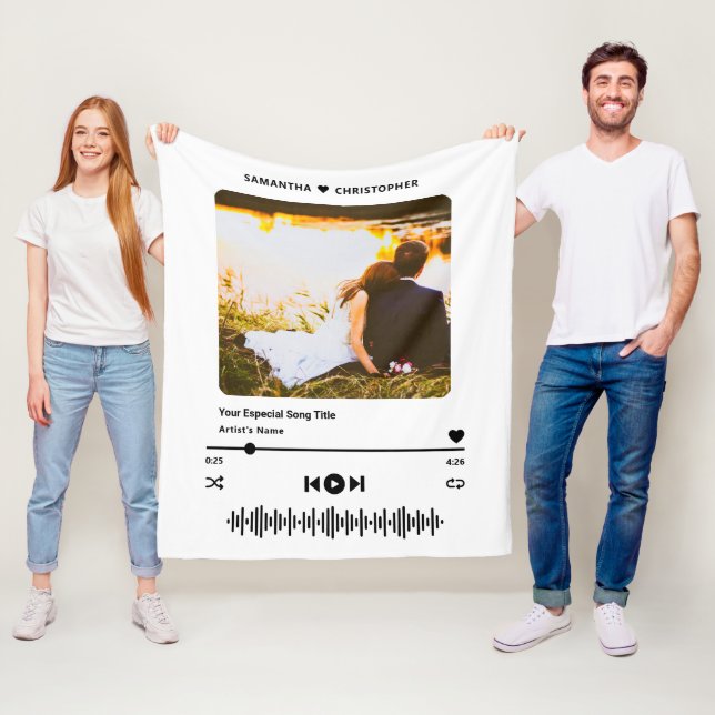 Personalized Name Special Song Music Player Photo Fleecefilt (På plats)