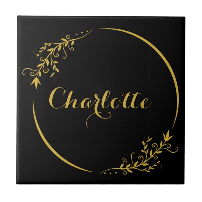 Personalized Name Stylish Frame Decorative Kakelplatta (Framsidan)