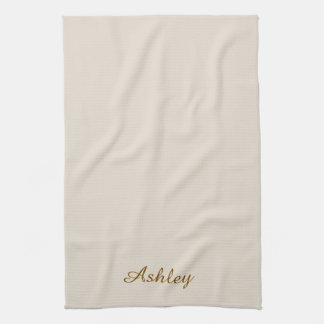 Personalized Name Stylish Modern Elegant Beige Kökshandduk