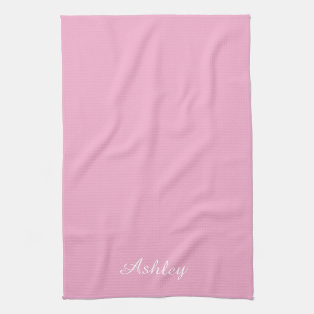 Personalized Name Stylish Modern Elegant Pink Kökshandduk (Vertikal)