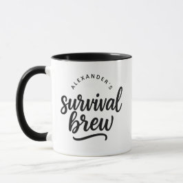 Personalized Name “Survival Brew” Funny Coffee Mugg