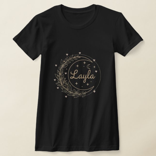 Personalized Name T-Shirt - Elegant Crescent Moon (Laydown)