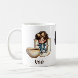 Personalized Name & U Sleepy Morning Plaid Charact Kaffemugg